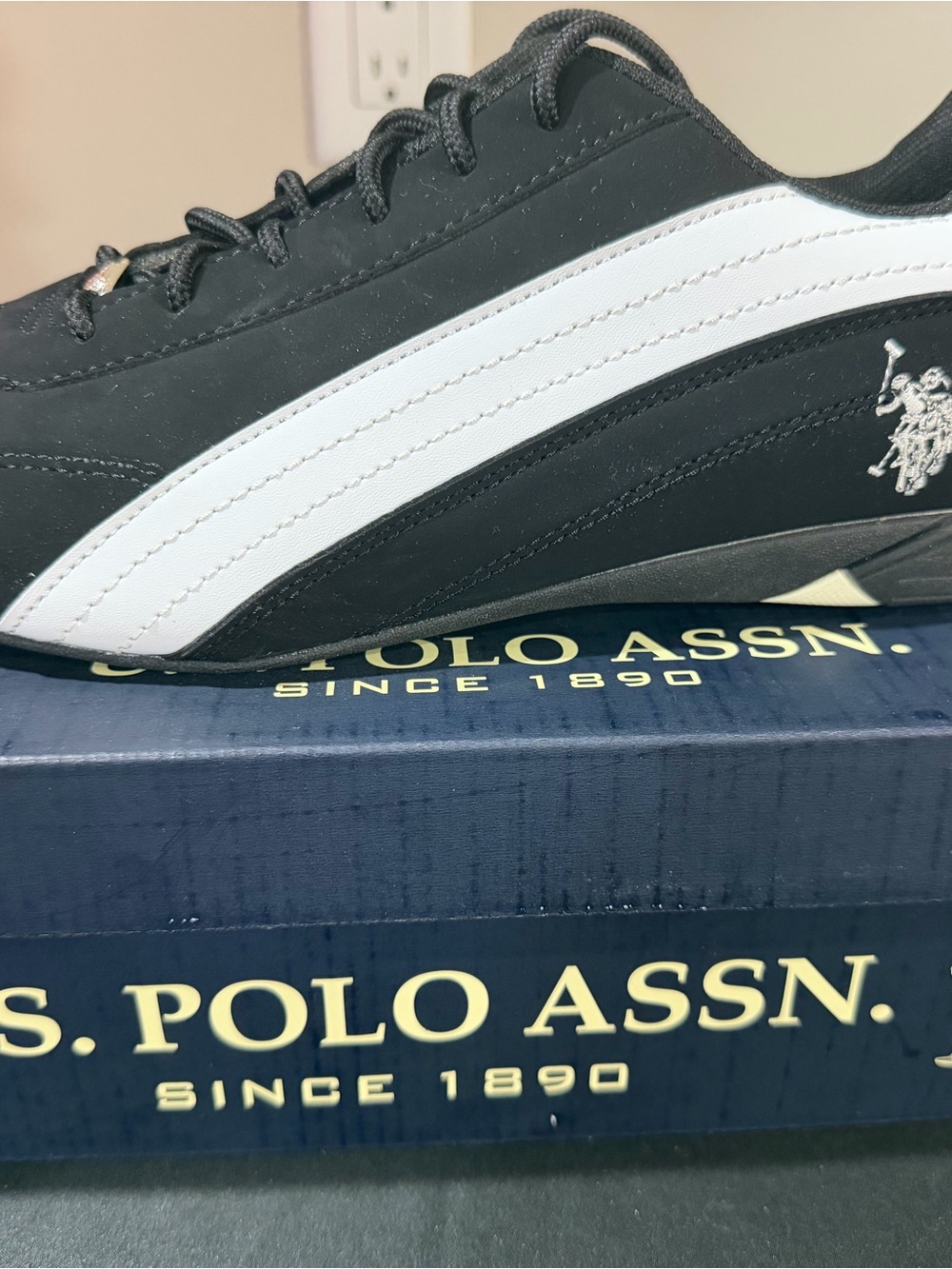 U.S. Polo Assn. Men’s Black Sneakers with White Stripe